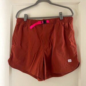 Topo Designs Women's River Shorts in Brick | Size XL